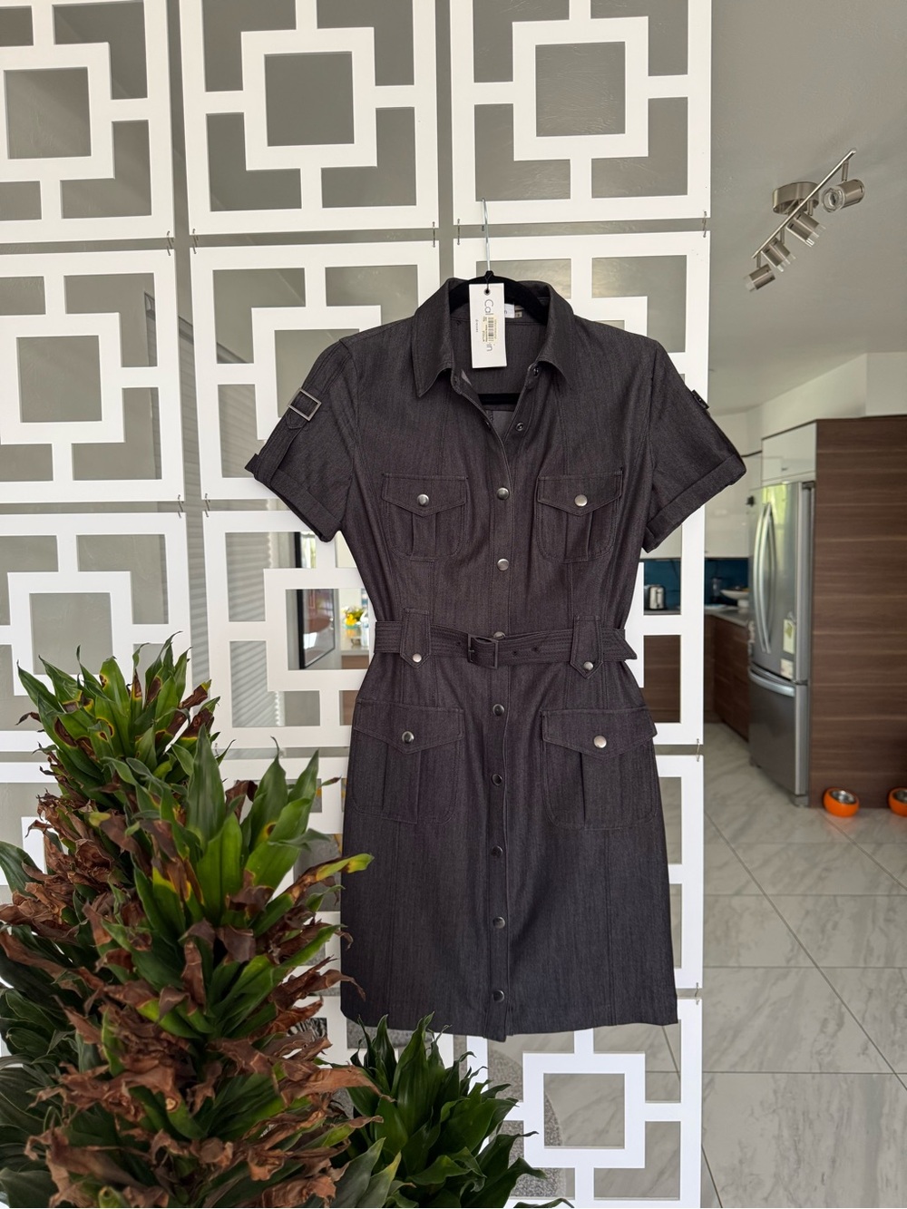 Calvin Klein Utility Dress in Charcoal - Women's Dress
